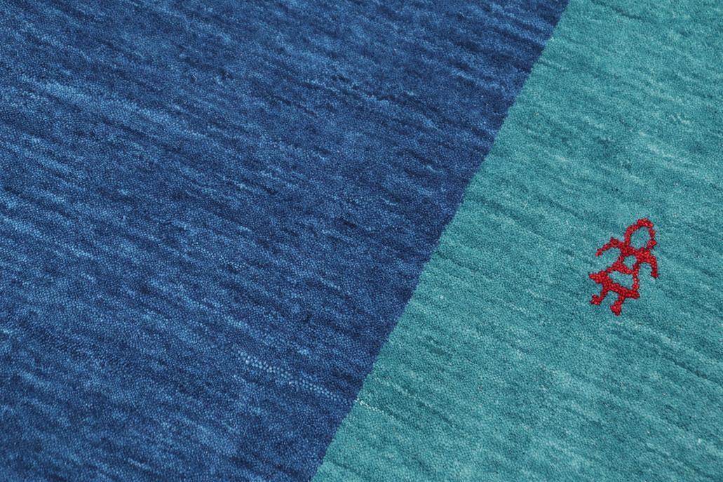 handmade Modern Gabbeh Blue Green Hand-made RECTANGLE 100% WOOL area rug 8x10