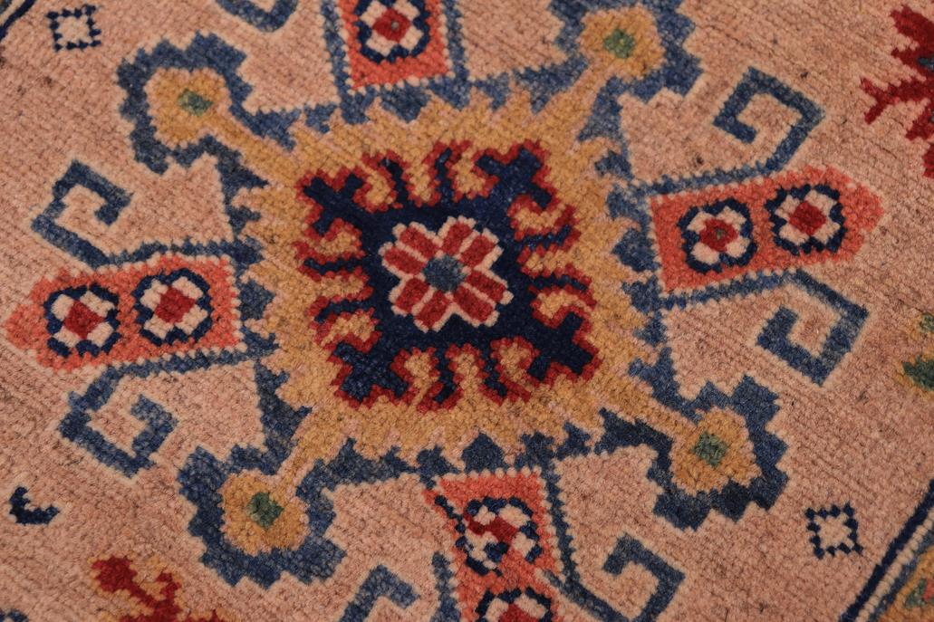 handmade Geometric Kazak Peach light Blue Hand-made RUNNER 100% WOOL area rug 3x10