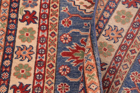handmade Geometric Kazak light Blue Beige Hand-made RUNNER 100% WOOL area rug 3x14