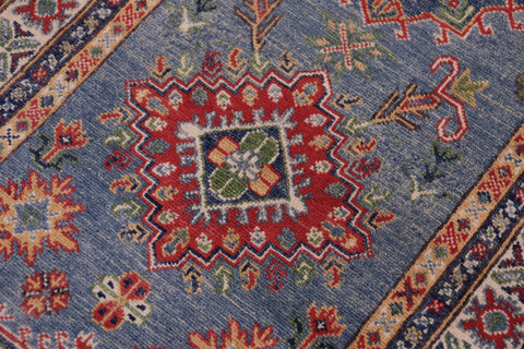 Tribal Kazak Peyton Light Blue/Beige Wool Runner - 2'8''X9'6''