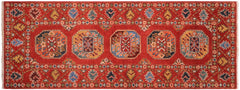 handmade Geometric Ersari Rust Rust Hand-made RUNNER 100% WOOL area rug 3' x 6'
