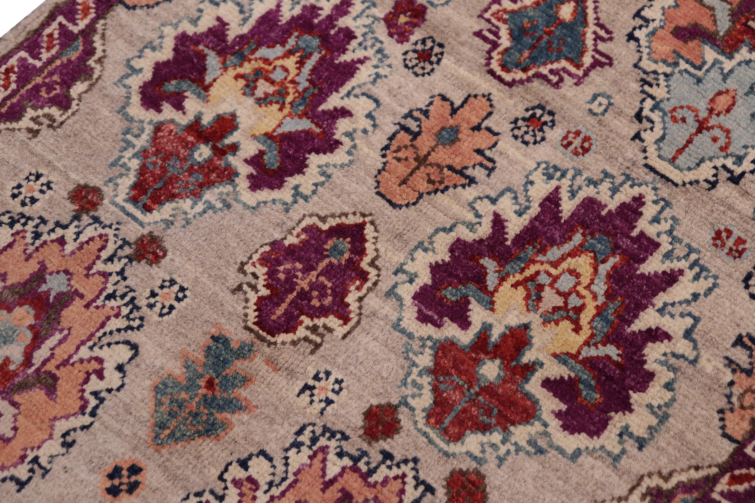 handmade Transitional Caucasian Gray Purple Hand-made RECTANGLE 100% WOOL area rug 2' x 3'