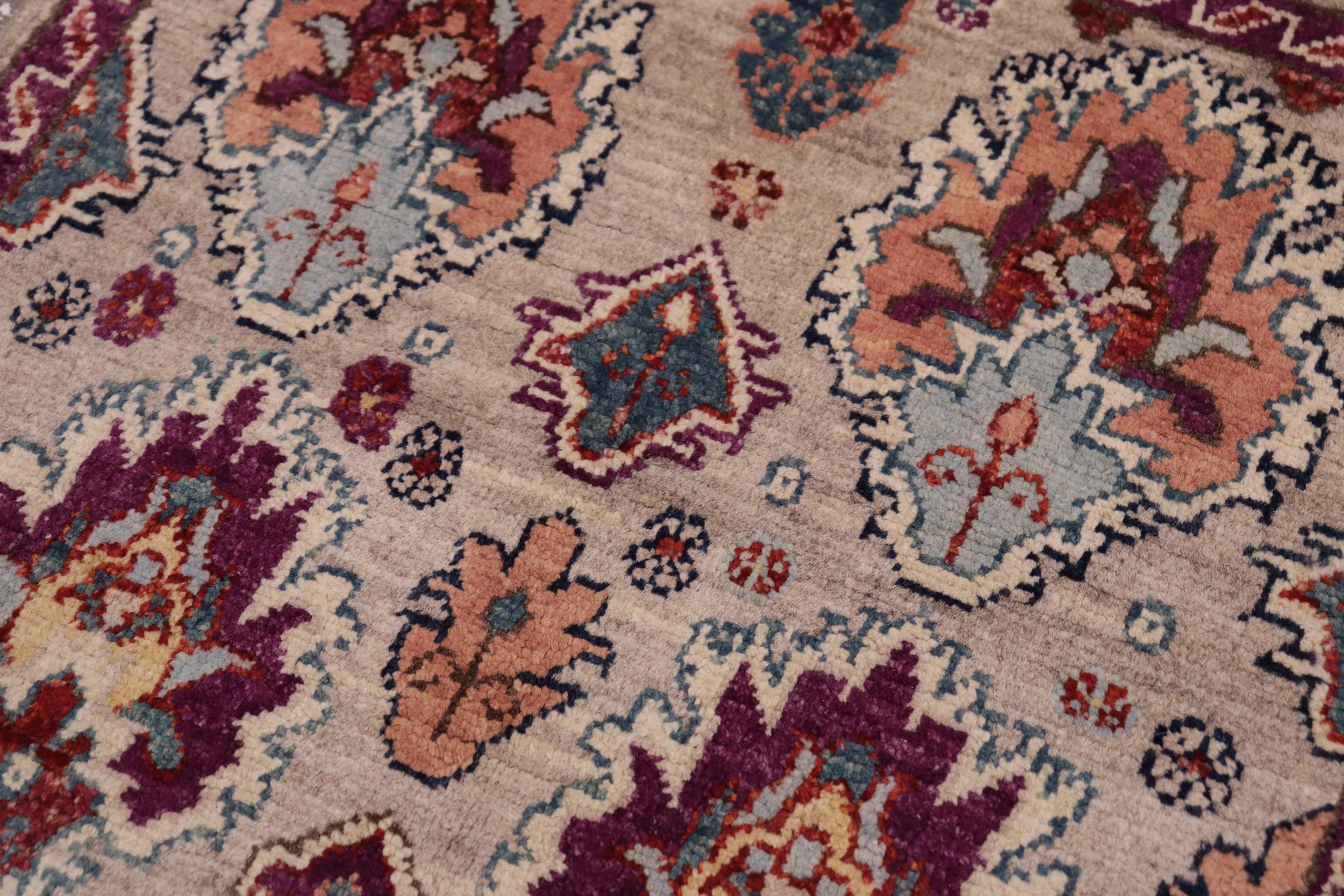 handmade Transitional Caucasian Gray Purple Hand-made RECTANGLE 100% WOOL area rug 2' x 3'