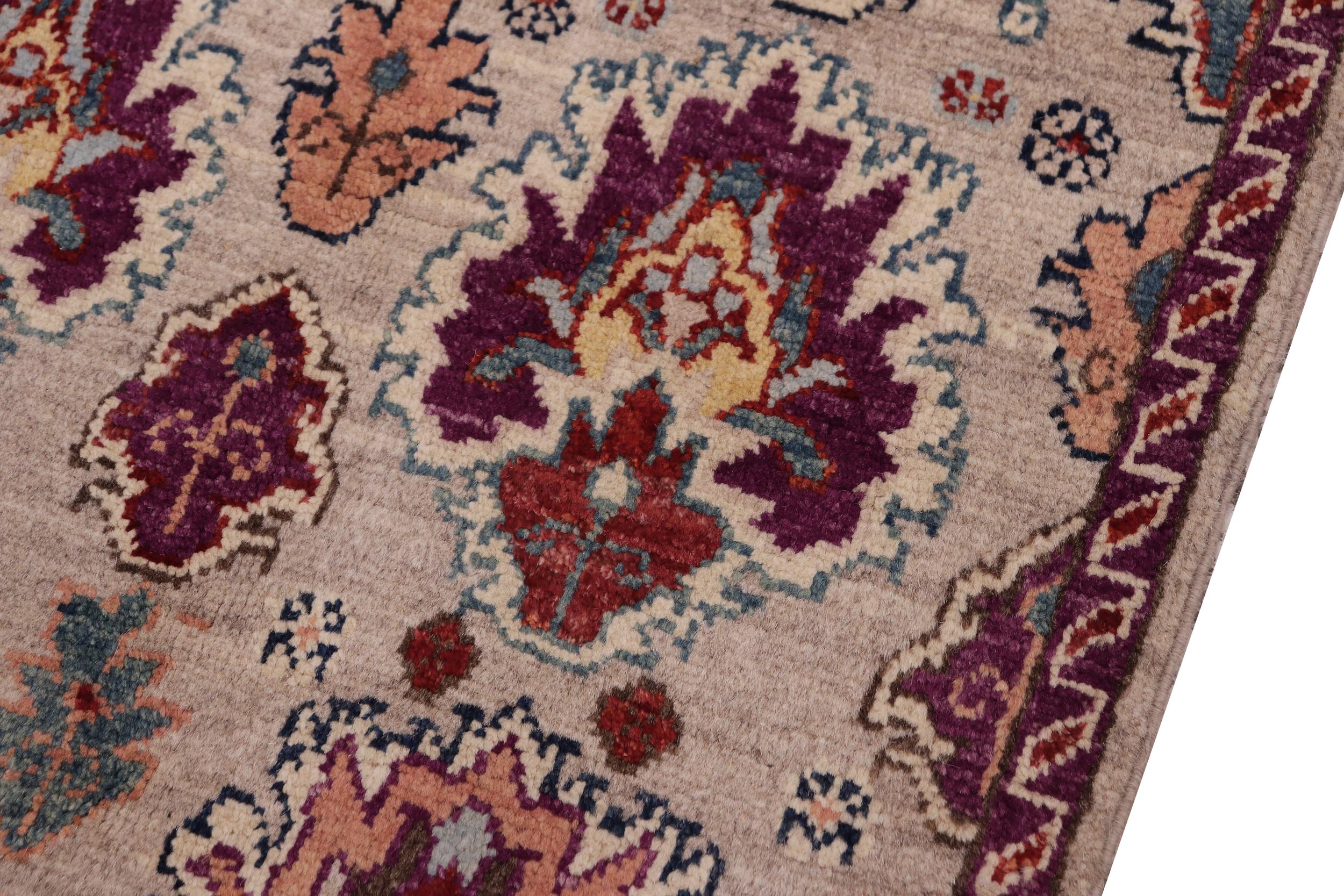 handmade Transitional Caucasian Gray Purple Hand-made RECTANGLE 100% WOOL area rug 2' x 3'