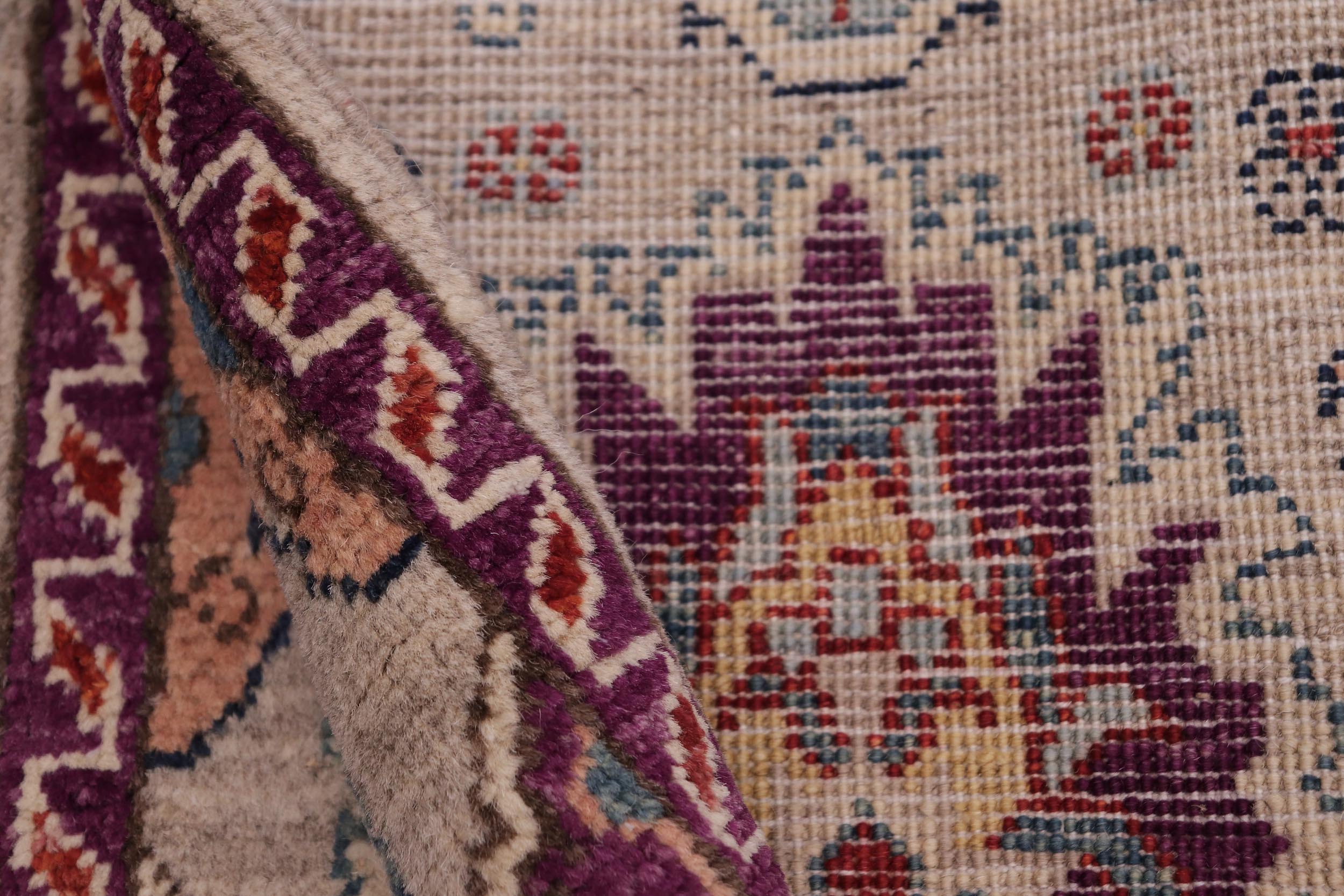 handmade Transitional Caucasian Gray Purple Hand-made RECTANGLE 100% WOOL area rug 2' x 3'