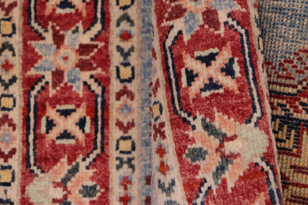 handmade Geometric Kazak Lt. Blue Red Hand-made RECTANGLE 100% WOOL area rug 2' x 3'