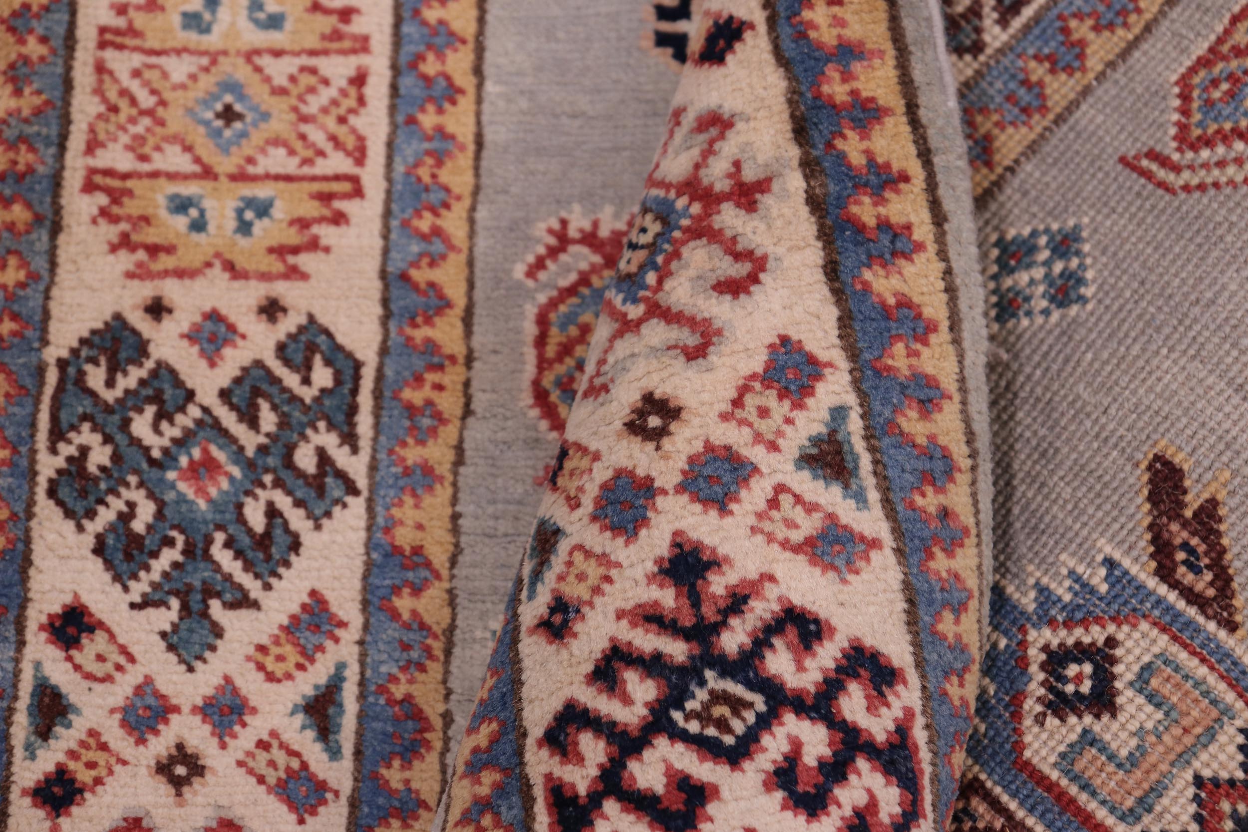 handmade Geometric Kazak Red Ivory Hand Knotted RUNNER 100% WOOL area rug 2x10