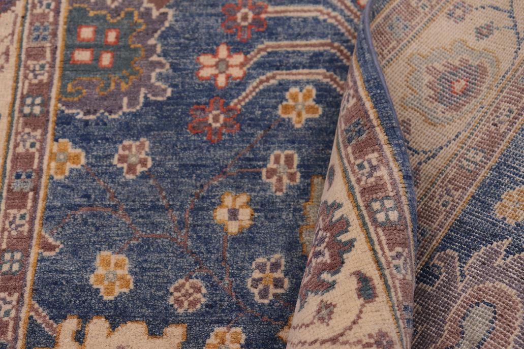 handmade Geometric Kazak Lt. Blue Beige Hand-made RECTANGLE 100% WOOL area rug 4' x 6'