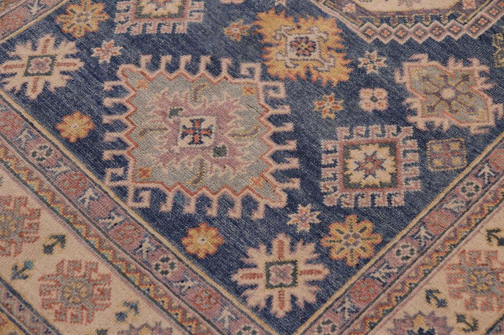 handmade Geometric Kazak Lt. Blue Beige Hand-made RECTANGLE 100% WOOL area rug 4' x 6'