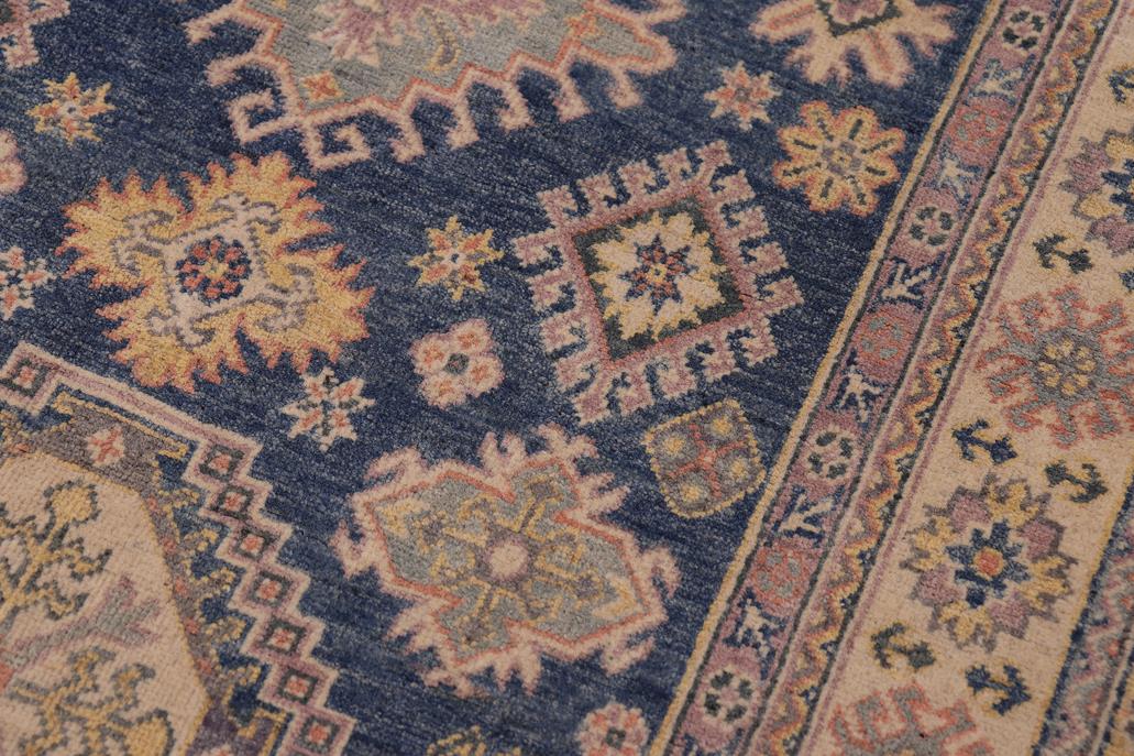 handmade Geometric Kazak Lt. Blue Beige Hand-made RECTANGLE 100% WOOL area rug 4' x 6'