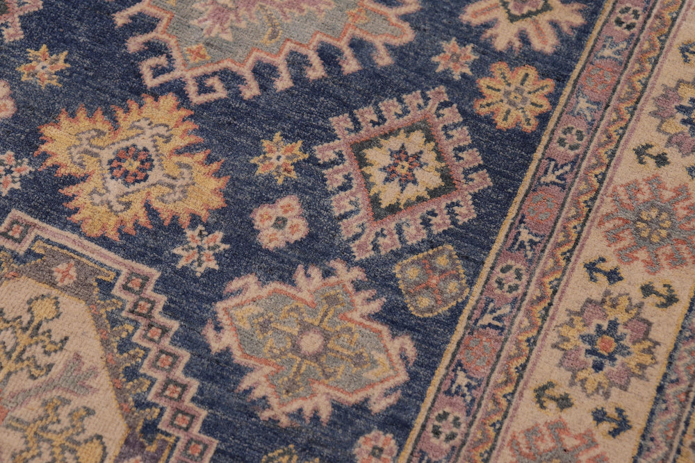 handmade Geometric Kazak Lt. Blue Beige Hand-made RECTANGLE 100% WOOL area rug 4'X6'