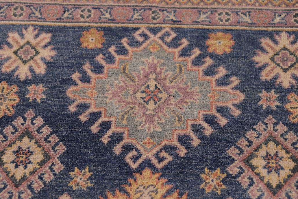 handmade Geometric Kazak Lt. Blue Beige Hand-made RECTANGLE 100% WOOL area rug 4' x 6'