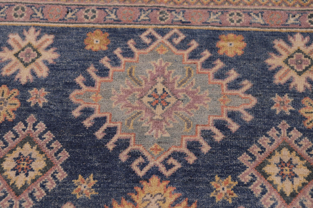handmade Geometric Kazak Lt. Blue Beige Hand-made RECTANGLE 100% WOOL area rug 4'X6'