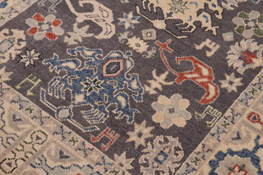 handmade Transitional Kafkaz Gray Lt. Gold Hand-made RECTANGLE 100% WOOL area rug 4' x 6'