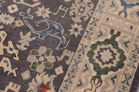 handmade Transitional Kafkaz Gray Lt. Gold Hand-made RECTANGLE 100% WOOL area rug 4' x 6'