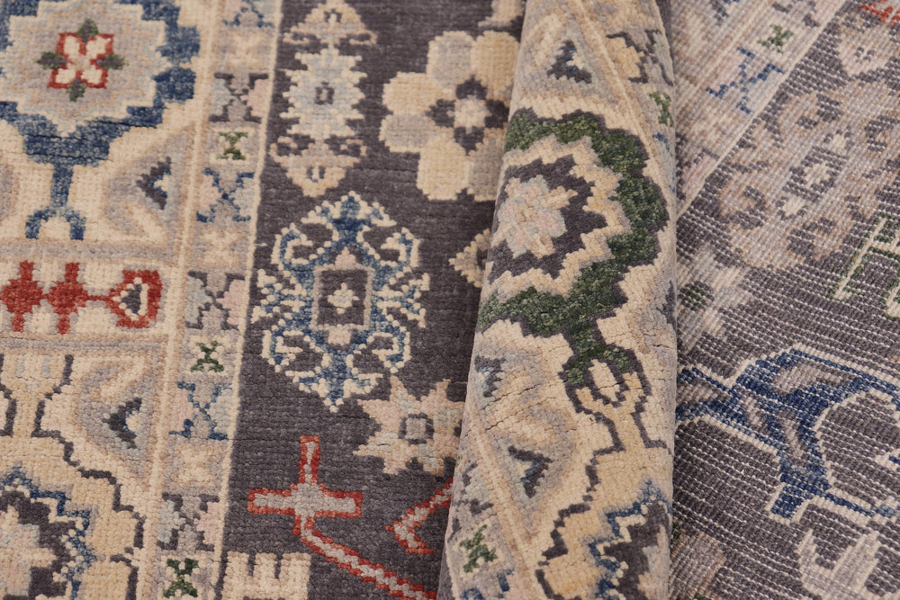 handmade Transitional Kafkaz Gray Lt. Gold Hand-made RECTANGLE 100% WOOL area rug 4' x 6'