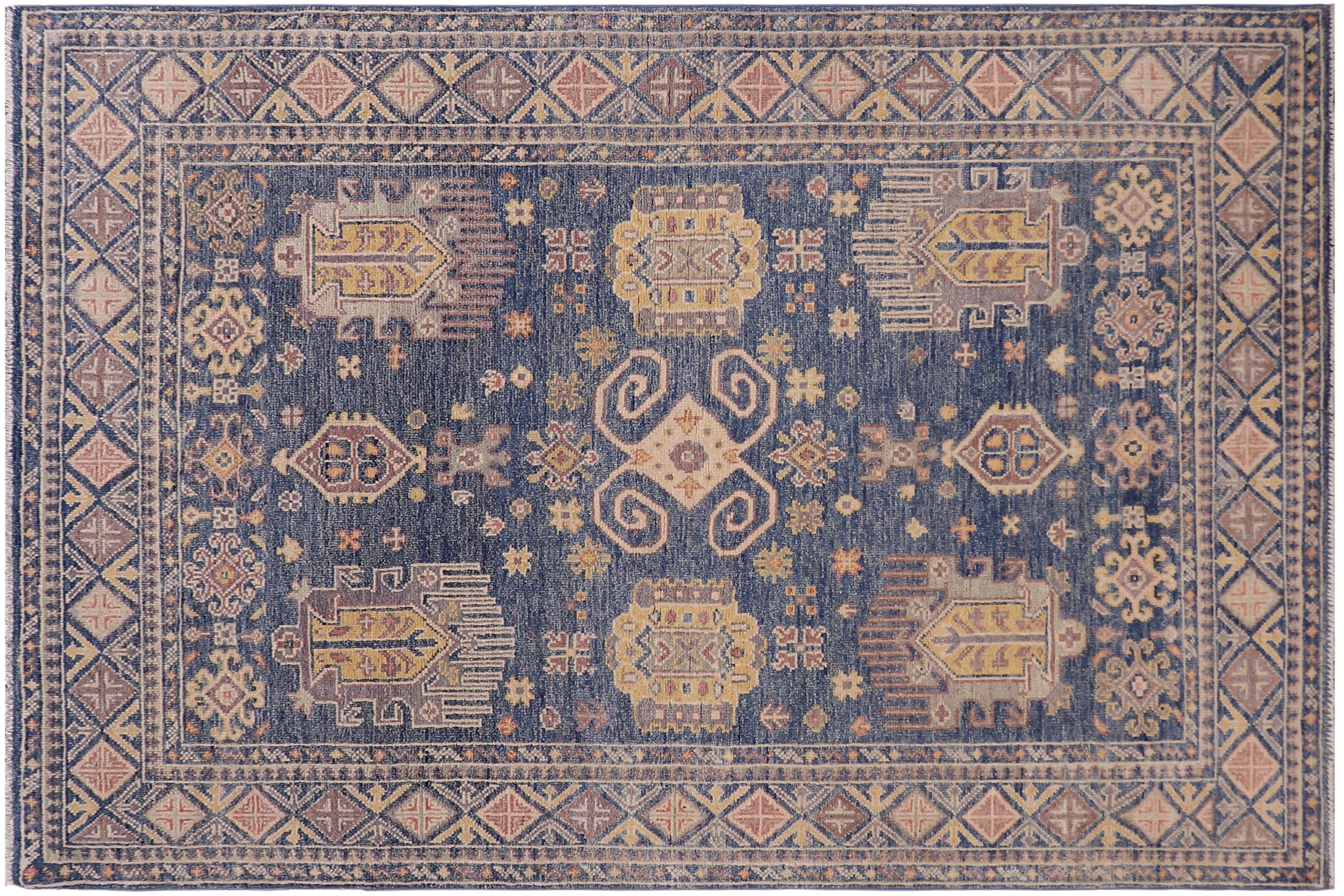 handmade Transitional Kafkaz Lt. Blue Lt. Blue Hand-made RECTANGLE 100% WOOL area rug 4' x 6'