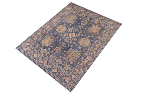 handmade Transitional Kafkaz Lt. Blue Lt. Blue Hand-made RECTANGLE 100% WOOL area rug 4' x 6'
