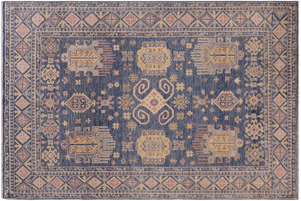handmade Transitional Kafkaz Lt. Blue Lt. Blue Hand-made RECTANGLE 100% WOOL area rug 4' x 6'