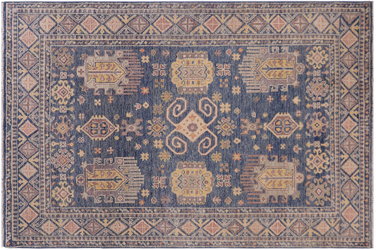handmade Transitional Kafkaz Lt. Blue Lt. Blue Hand-made RECTANGLE 100% WOOL area rug 4' x 6'