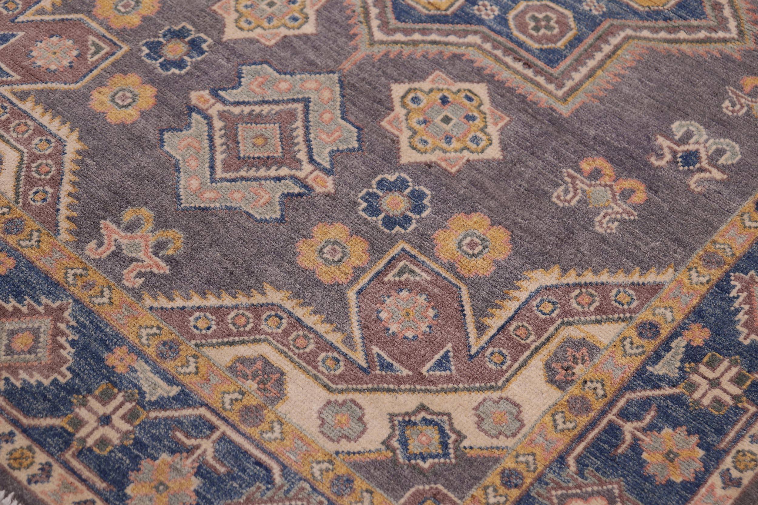 handmade Traditional Kafkaz Gray Lt. Blue Hand-made RECTANGLE 100% WOOL area rug 4' x 6'