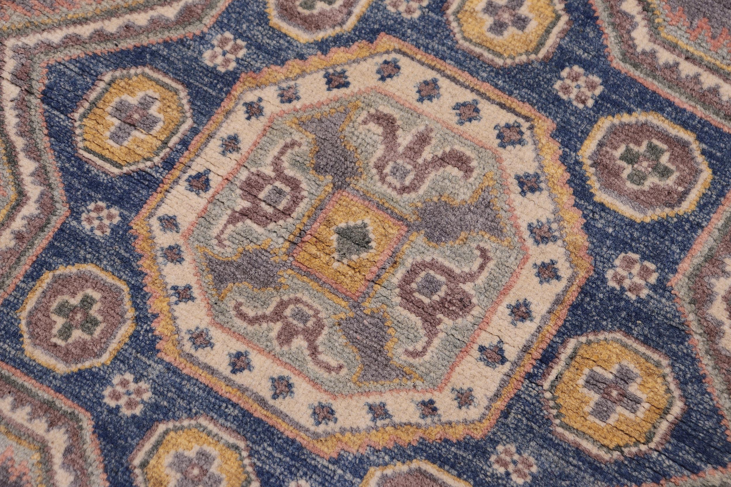 handmade Traditional Kafkaz Gray Lt. Blue Hand-made RECTANGLE 100% WOOL area rug 4' x 6'