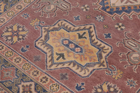 handmade Geometric Kazak Light Purpl Lt. Blue Hand-made RECTANGLE 100% WOOL area rug 4'X6'