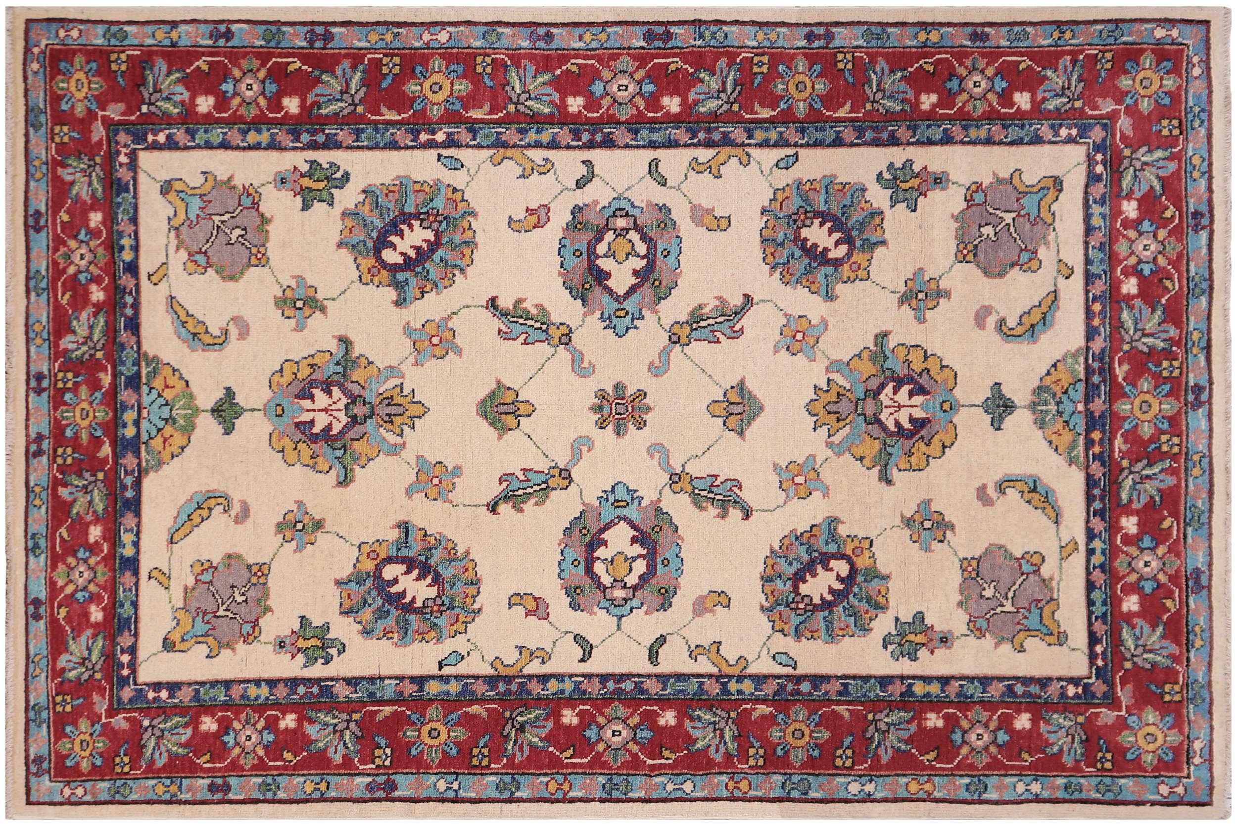 handmade Traditional Kafkaz Lt. Gold Red Hand-made RECTANGLE 100% WOOL area rug 4x6