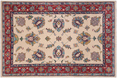 handmade Traditional Kafkaz Lt. Gold Red Hand-made RECTANGLE 100% WOOL area rug 4x6