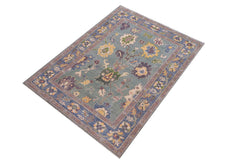 handmade Traditional Kafkaz Lime Green Lt. Blue Hand-made RECTANGLE 100% WOOL area rug 4x6