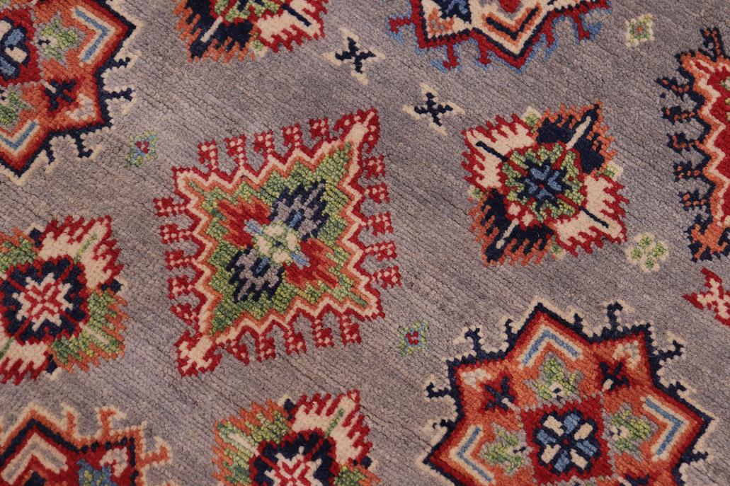 handmade Geometric Kazak Gray Lt. Blue Hand-made RECTANGLE 100% WOOL area rug 4' x 6'