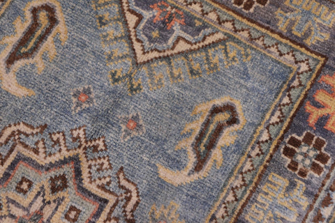 handmade Geometric Kazak Lt. Blue Gray Hand-made RECTANGLE 100% WOOL area rug 2'X3'