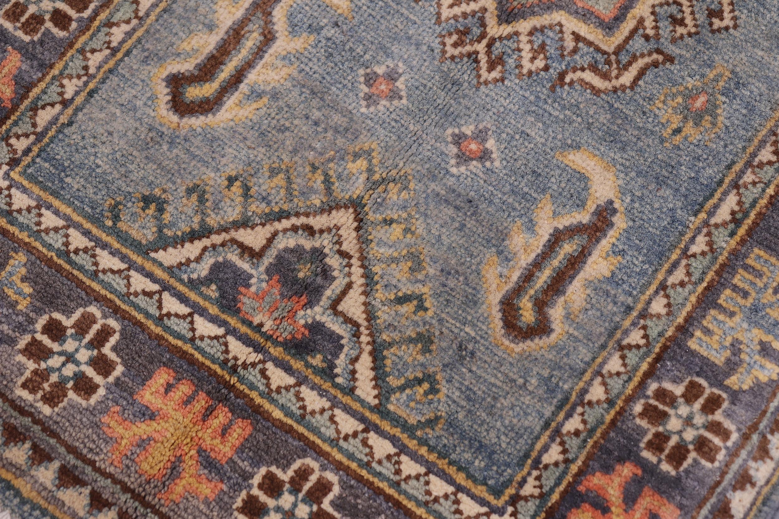handmade Geometric Kazak Lt. Blue Gray Hand-made RECTANGLE 100% WOOL area rug 2'X3'