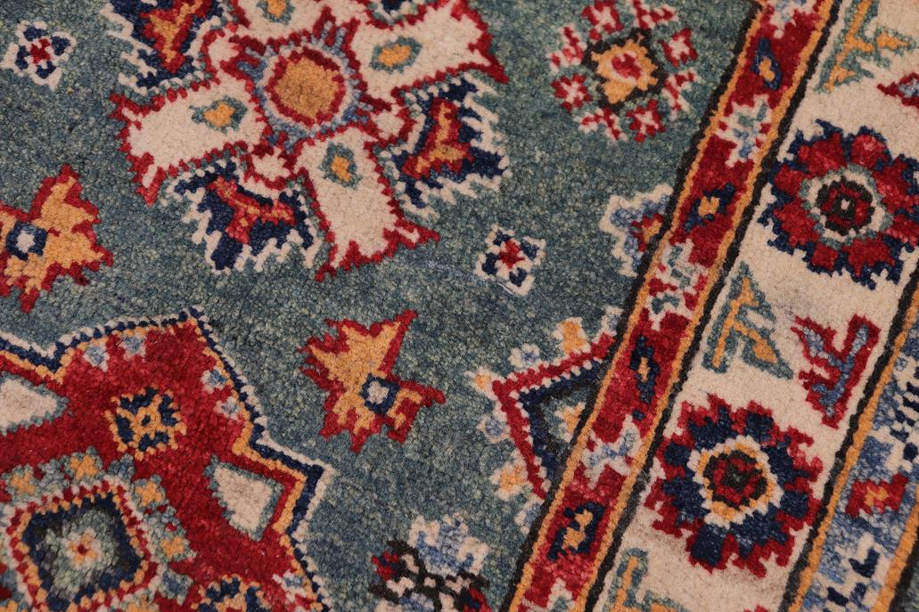 handmade Geometric Kazak Lt. Green Beige Hand-made RECTANGLE 100% WOOL area rug 2' x 3'