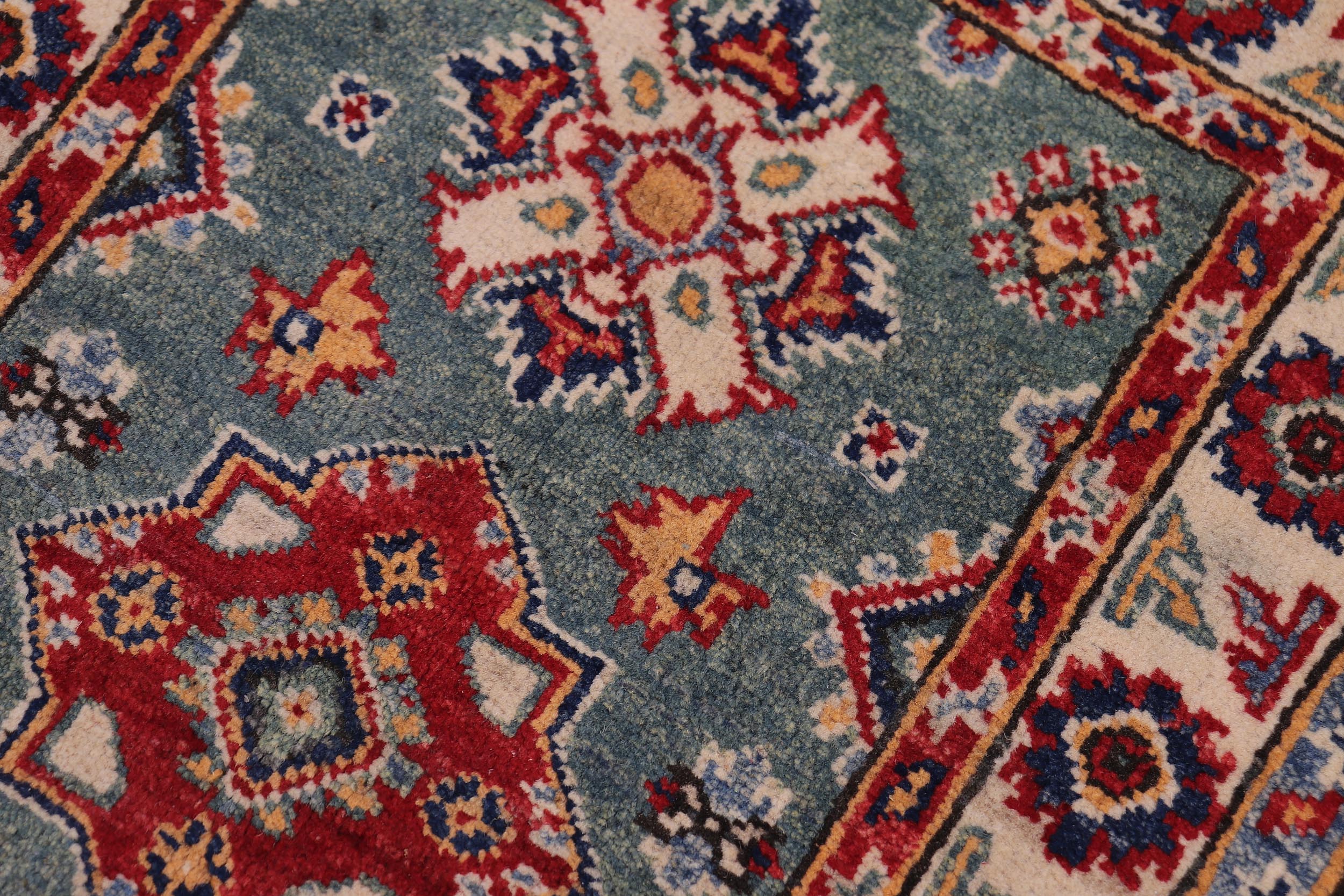 handmade Geometric Kazak Lt. Green Beige Hand-made RECTANGLE 100% WOOL area rug 2'X3'