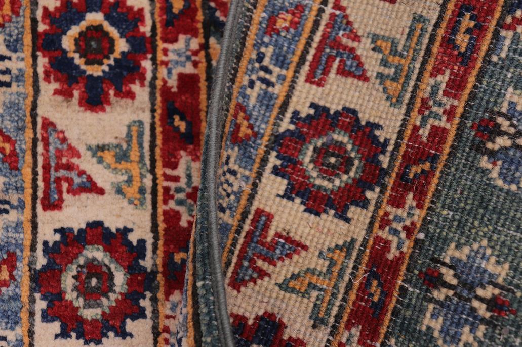 handmade Geometric Kazak Lt. Green Beige Hand-made RECTANGLE 100% WOOL area rug 2' x 3'