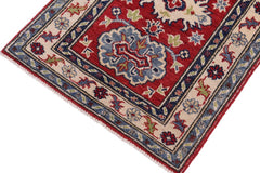 handmade Geometric Kazak Red Beige Hand-made RECTANGLE 100% WOOL area rug 2' x 3'
