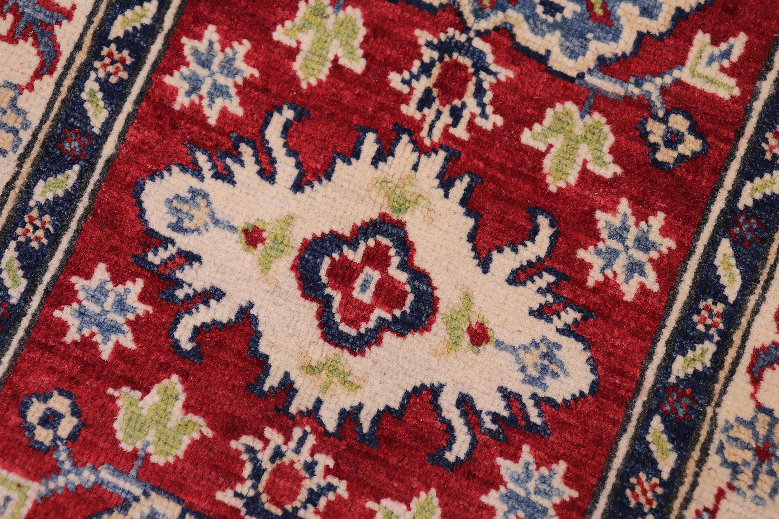 handmade Geometric Kazak Red Beige Hand-made RECTANGLE 100% WOOL area rug 2'X3'