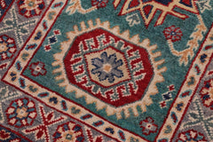 handmade Geometric Kazak Green Gray Hand-made RECTANGLE 100% WOOL area rug 2' x 3'