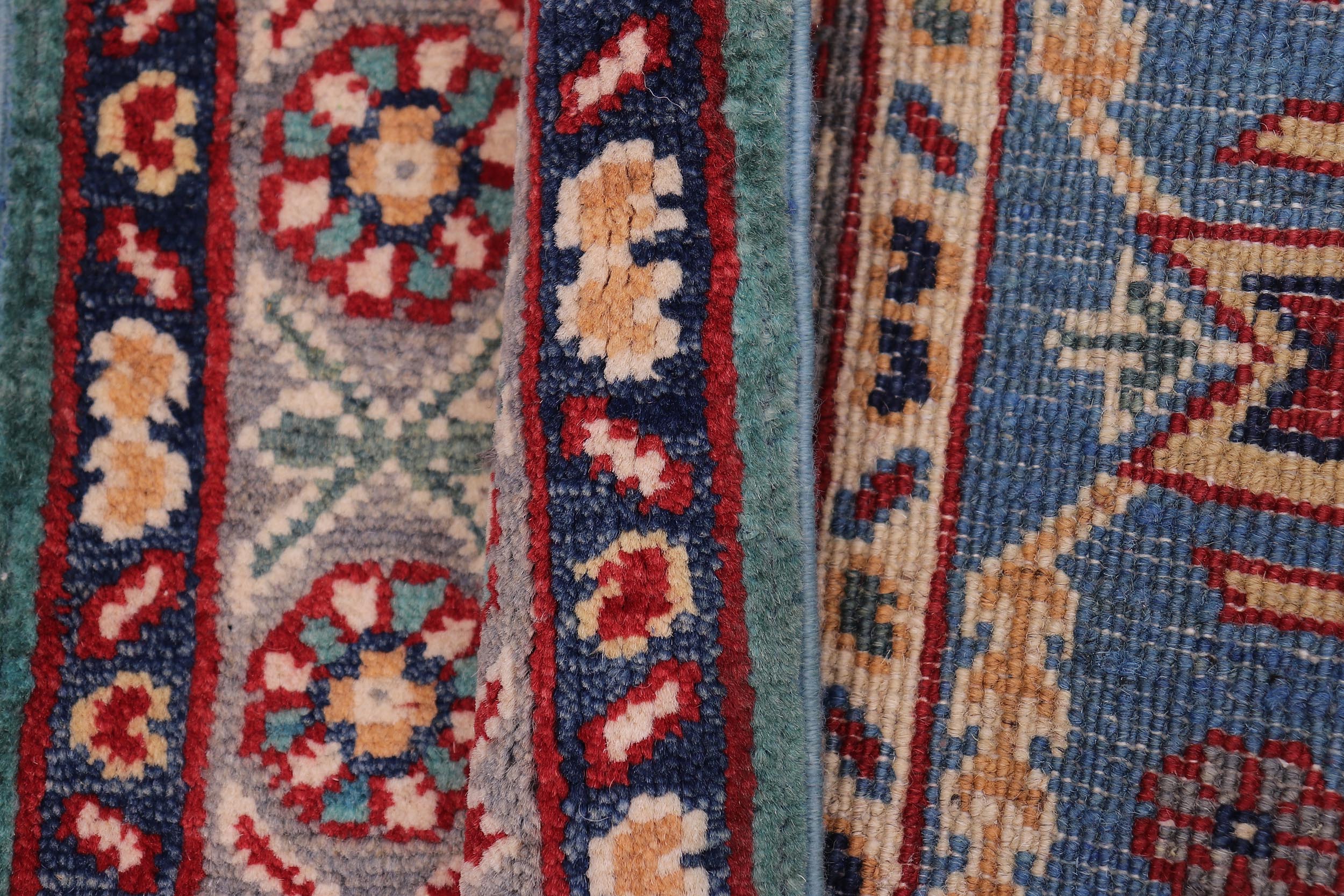 handmade Geometric Kazak Green Gray Hand-made RECTANGLE 100% WOOL area rug 2'X3'