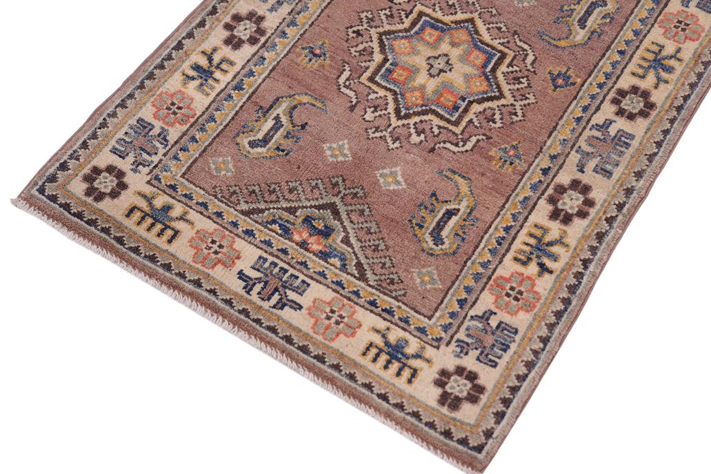 handmade Geometric Kazak Lt. Brown Beige Hand-made RECTANGLE 100% WOOL area rug 2' x 3'
