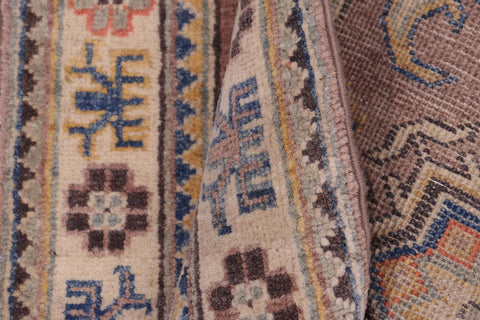 handmade Geometric Kazak Gray Beige Hand-made RUNNER 100% WOOL area rug 3x10