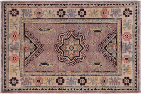handmade Geometric Kazak Lt. Brown Beige Hand-made RECTANGLE 100% WOOL area rug 2'X3'