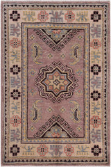 handmade Geometric Kazak Lt. Brown Beige Hand-made RECTANGLE 100% WOOL area rug 2' x 3'