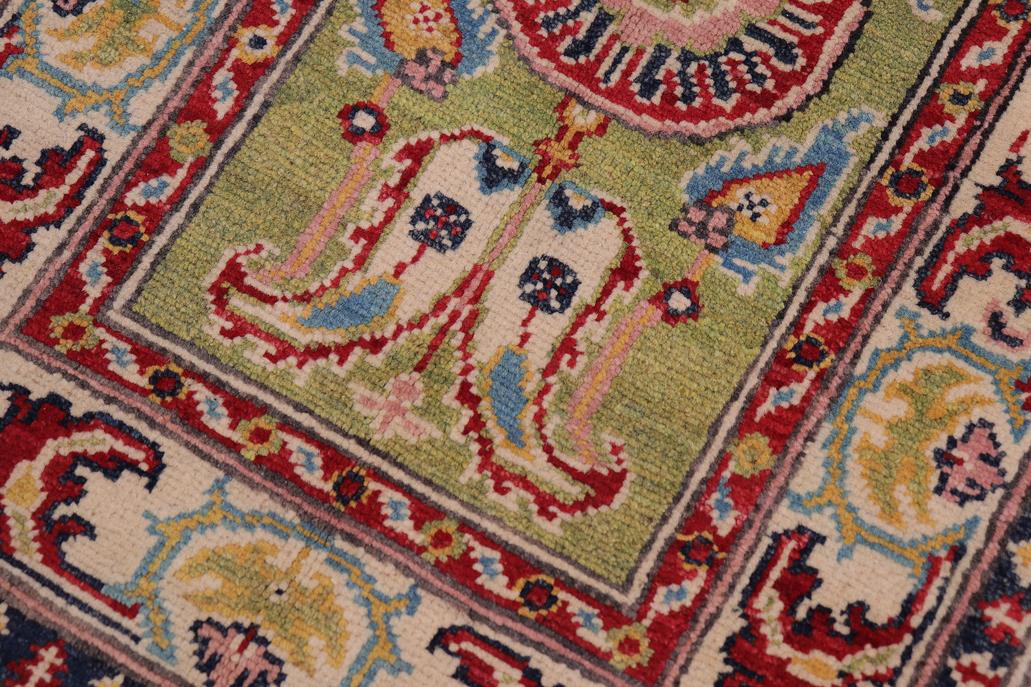 handmade Geometric Kazak Lt. Green Beige Hand-made RECTANGLE 100% WOOL area rug 2' x 3'