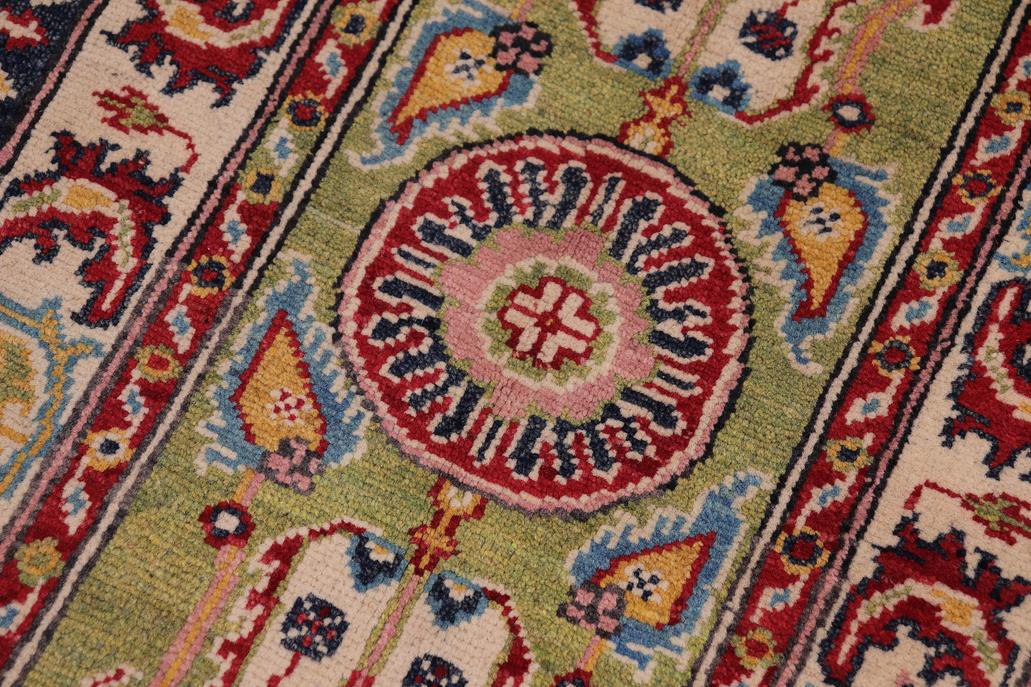 handmade Geometric Kazak Lt. Green Beige Hand-made RECTANGLE 100% WOOL area rug 2' x 3'
