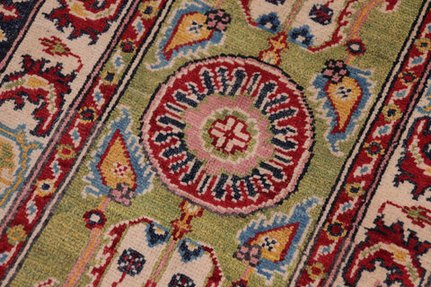 handmade Geometric Kazak Lt. Green Beige Hand-made RECTANGLE 100% WOOL area rug 2'X3'