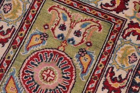 handmade Geometric Kazak Lt. Green Beige Hand-made RECTANGLE 100% WOOL area rug 2'X3'