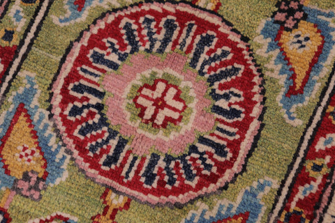 handmade Geometric Kazak Lt. Green Beige Hand-made RECTANGLE 100% WOOL area rug 2'X3'