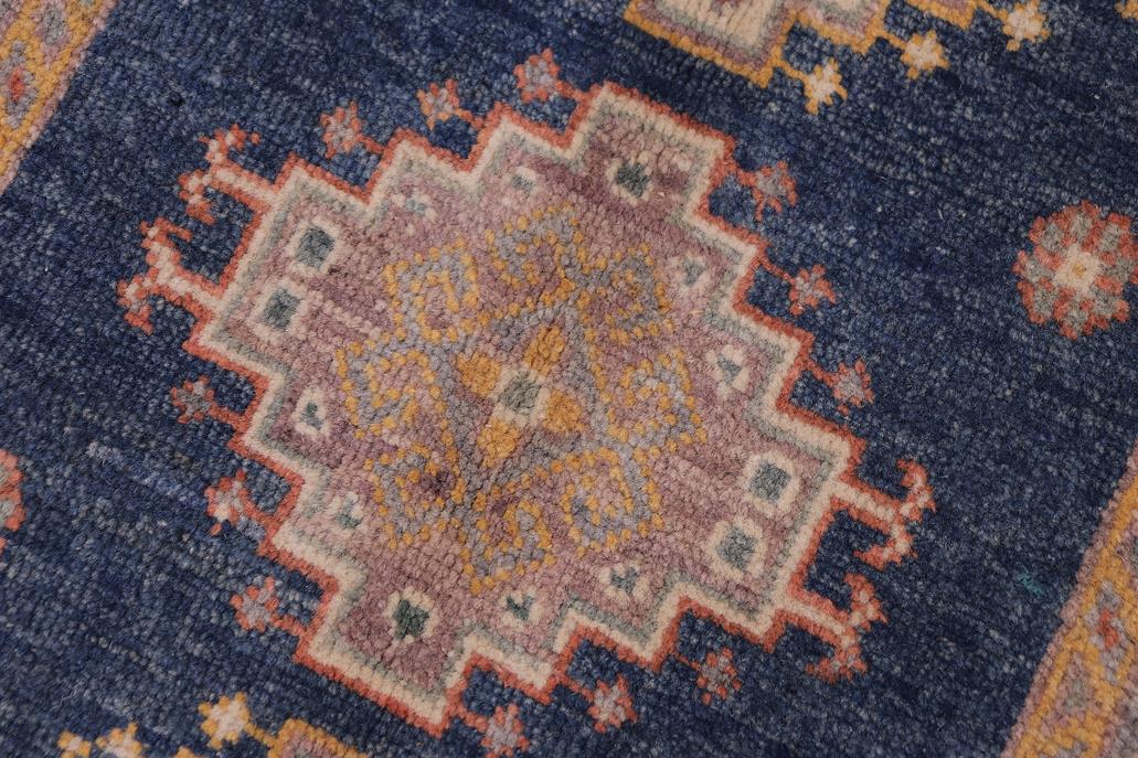 handmade Geometric Kazak Blue Gray Hand-made RECTANGLE 100% WOOL area rug 2' x 3'